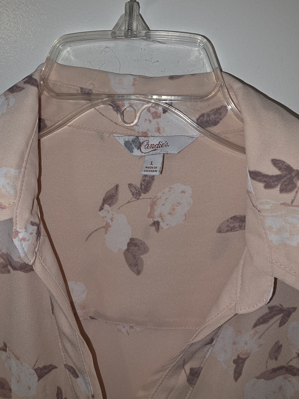 Candie's Blush Pink Floral Button-Up Top
